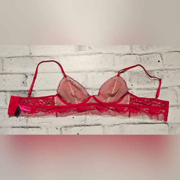 La Senza Red Lace Longline Bralette Underwire Sheer Size M - Picture 11 of 13